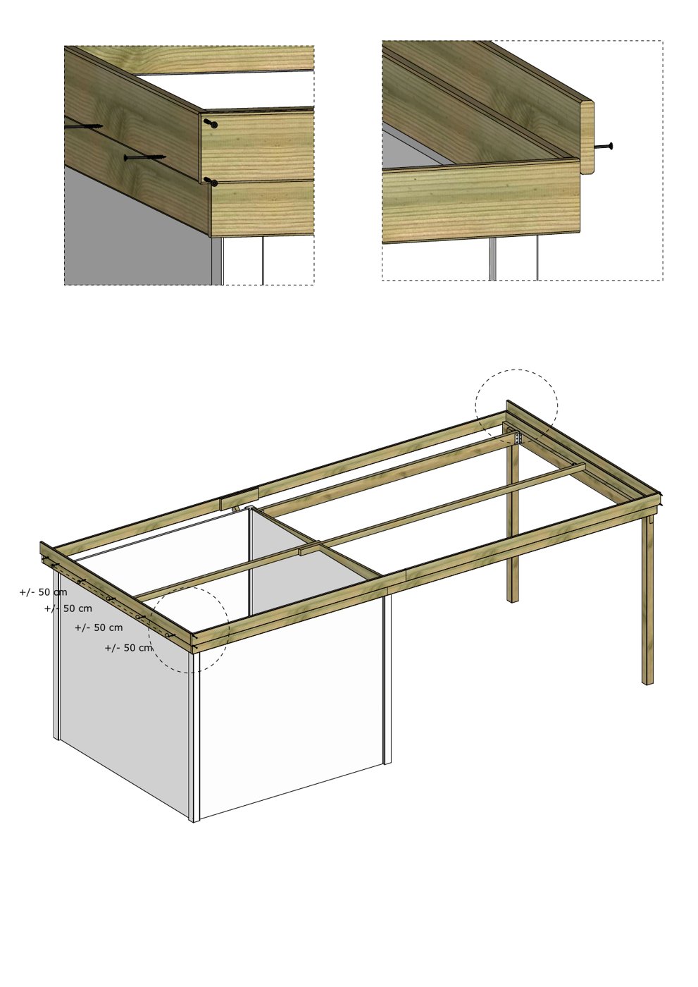Montage abri de jardin bois — étape 5 : toiture