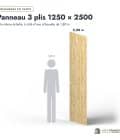 Panneau 3 plis en épicéa – Dimensions 1250x2500 mm – Épaisseur 12 mm, longueurs, Abri Français
