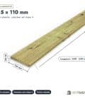 Planchette en pin sylvestre traité autoclave classe 4 – Section 15x110 mm, pièce cotée, Abri Français