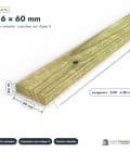 Latte en pin sylvestre traité autoclave vert classe 4 – Section 16x60 mm, pièce cotée, Abri Français