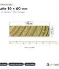 Latte en pin sylvestre traité autoclave vert classe 4 – Section 16x60 mm, plan de section, Abri Français