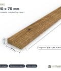 Latte en pin sylvestre traité autoclave brun classe 3 – Section 20x70 mm, pièce cotée, Abri Français