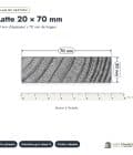 Latte en pin sylvestre traité autoclave gris classe 3 – Section 20x70 mm, plan de section, Abri Français