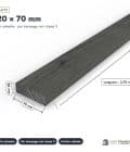 Latte en pin sylvestre traité par trempage noir classe 3 – Section 20x70 mm, pièce cotée, Abri Français