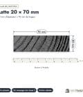 Latte en pin sylvestre traité par trempage noir classe 3 – Section 20x70 mm, plan de section, Abri Français