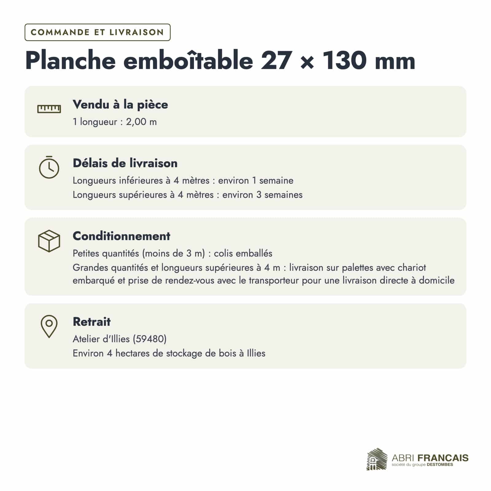Planche emboîtable en pin sylvestre traité autoclave gris classe 3 – Section 27x130 mm, commande et livraison, Abri Français