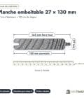 Planche emboîtable en pin sylvestre traité autoclave gris classe 3 – Section 27x130 mm, plan de section, Abri Français