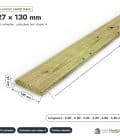 Planche emboîtable en pin sylvestre traité autoclave vert classe 4 – Section 27x130 mm, pièce cotée, Abri Français
