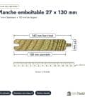 Planche emboîtable en pin sylvestre traité autoclave vert classe 4 – Section 27x130 mm, plan de section, Abri Français