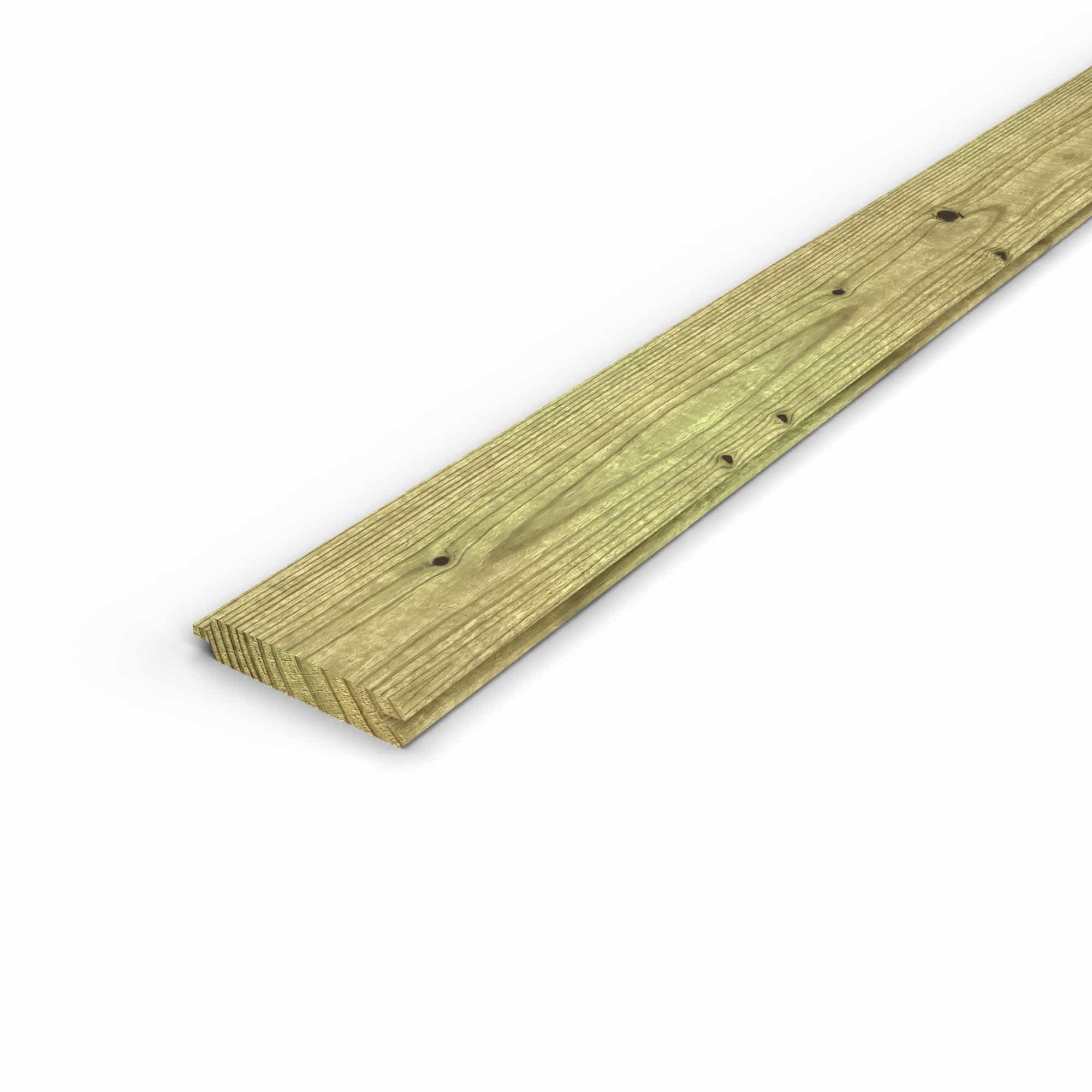 Planche emboîtable en pin sylvestre traité autoclave vert classe 4 – Section 27x130 mm, vue principale, Abri Français