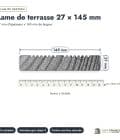 Lame terrasse pin gris 27x145 mm, face rainurée ou lisse : plan section