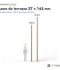 Lame terrasse pin marron 27x145 mm, pin de Suède traité : longueurs