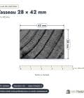 Tasseau en pin sylvestre traité autoclave noir – Section 28x42 mm, plan de section, Abri Français