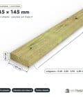 Madrier / Chevron en pin sylvestre traité autoclave vert classe 4 – Section 45x145 mm, pièce cotée, Abri Français