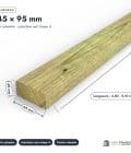 Chevron en pin sylvestre traité autoclave vert classe 4 – Section 45x95 mm, pièce cotée, Abri Français