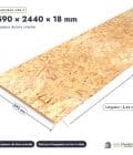 Panneau OSB 3 rainuré-languette – Dimensions 590x2440 mm – Épaisseur 18 mm, pièce cotée, Abri Français