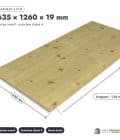 Panneau 3 plis en épicéa traité autoclave – Dimensions 635x1260 mm – Épaisseur 19 mm, pièce cotée, Abri Français