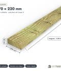 Madrier en pin sylvestre traité autoclave vert classe 4 – Section 70x220 mm, pièce cotée, Abri Français