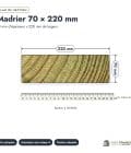 Madrier en pin sylvestre traité autoclave vert classe 4 – Section 70x220 mm, plan de section, Abri Français