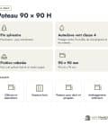 Poteau en pin sylvestre profil H traité autoclave vert classe 4 – Section 90x90 mm H, en bref, Abri Français