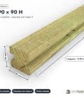 Poteau en pin sylvestre profil H traité autoclave vert classe 4 – Section 90x90 mm H, pièce cotée, Abri Français