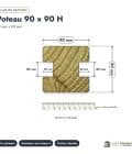 Poteau en pin sylvestre profil H traité autoclave vert classe 4 – Section 90x90 mm H, plan de section, Abri Français