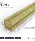 Poteau en pin sylvestre profil L traité autoclave vert classe 4 – Section 90x90 mm L, pièce cotée, Abri Français