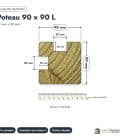 Poteau en pin sylvestre profil L traité autoclave vert classe 4 – Section 90x90 mm L, plan de section, Abri Français