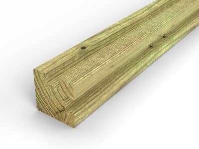 Poteau en pin sylvestre profil L traité autoclave vert classe 4 – Section 90x90 mm L, vue principale, Abri Français
