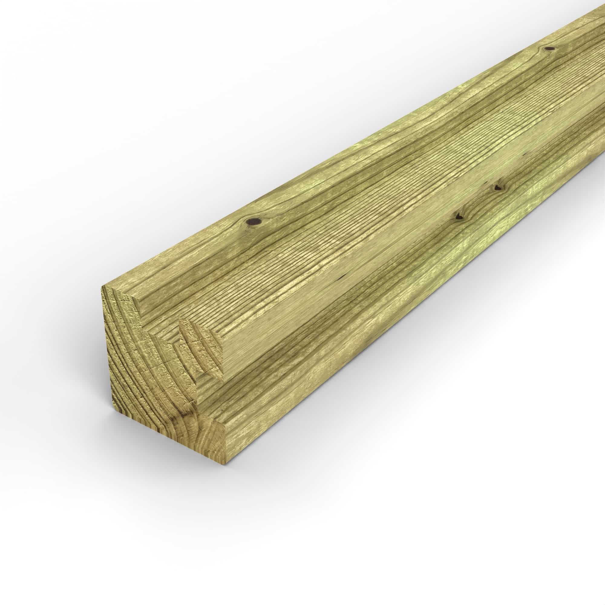 Poteau en pin sylvestre profil L traité autoclave vert classe 4 – Section 90x90 mm L, vue principale, Abri Français