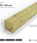 Poteau en pin sylvestre traité autoclave vert classe 4 – Section 90x90 mm, pièce cotée, Abri Français
