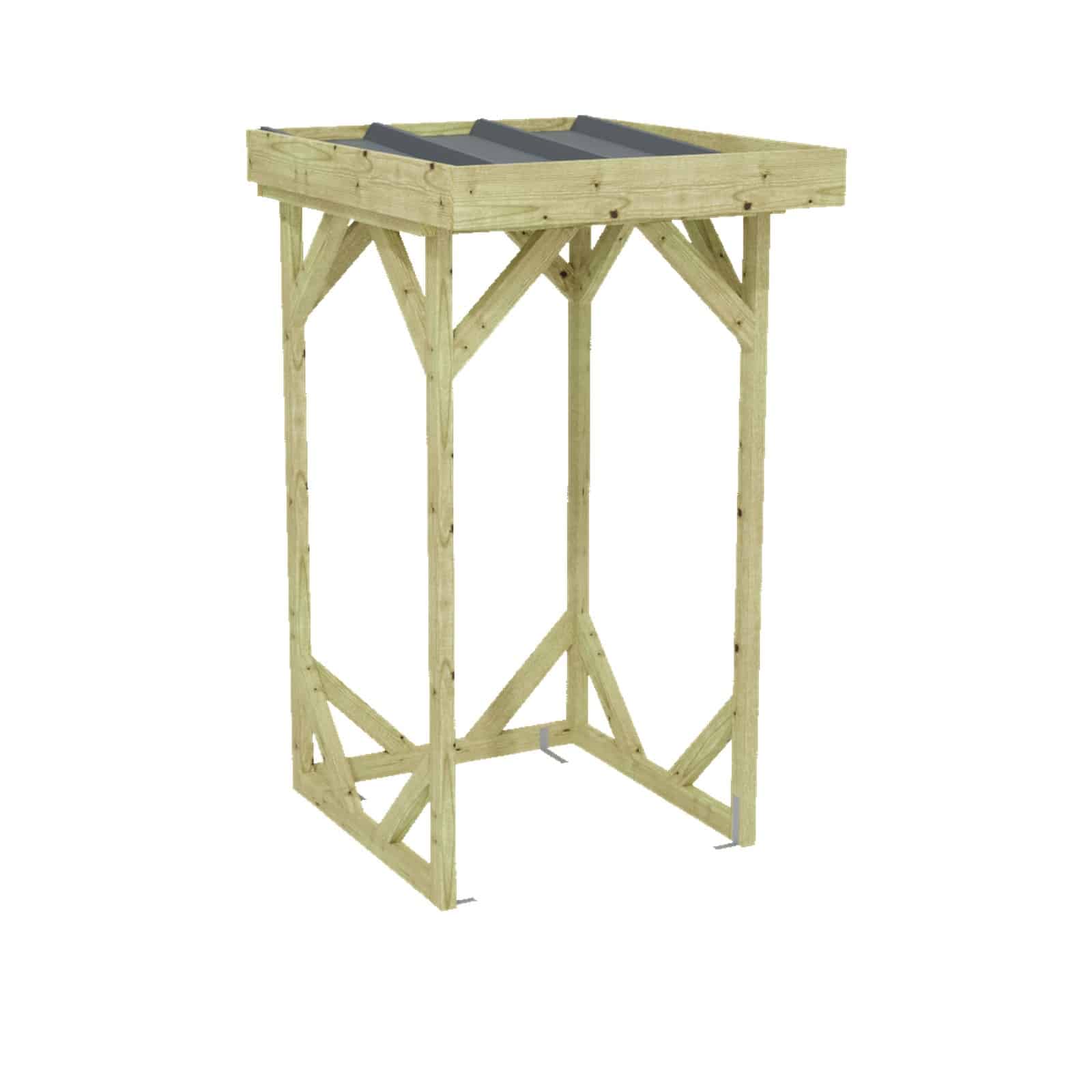 Abri à bûches 1 m × 1,30 m – rendu 3D sur fond blanc