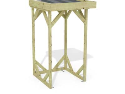 Abri à bûches 1 m × 1,30 m, adossé – rendu 3D sur fond blanc