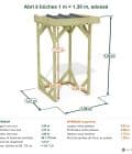 Abri à bûches 1 m × 1,30 m, adossé – cotes extérieures et intérieures