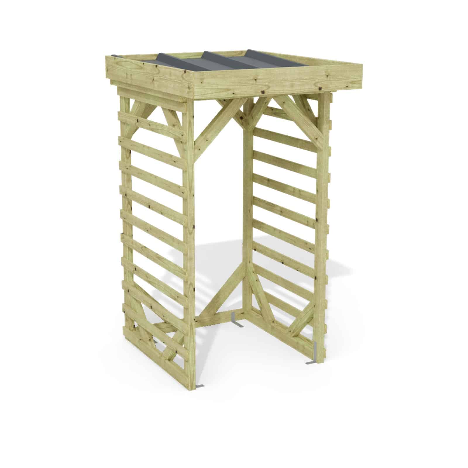 Abri à bûches 1 m × 1,30 m – rendu 3D sur fond blanc