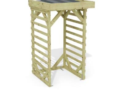 Abri à bûches 1 m × 1,30 m, adossé – rendu 3D sur fond blanc
