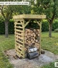 Abri à bûches 1 m × 1,30 m, adossé – mise en situation
