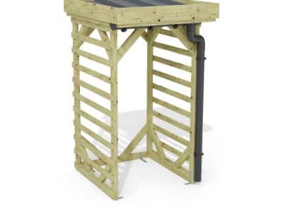 Abri à bûches 1 m × 1,30 m, avec gouttière – rendu 3D sur fond blanc
