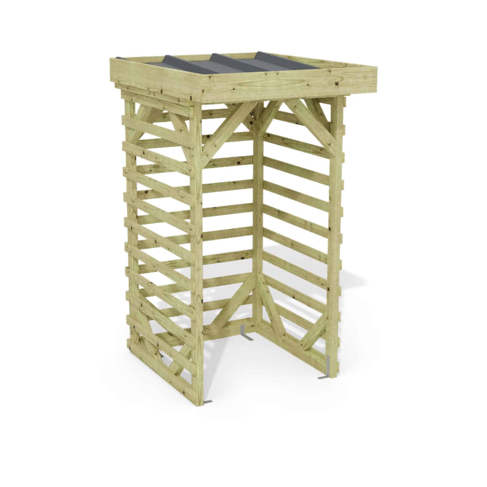 Abri à bûches 1 m × 1,30 m – rendu 3D sur fond blanc