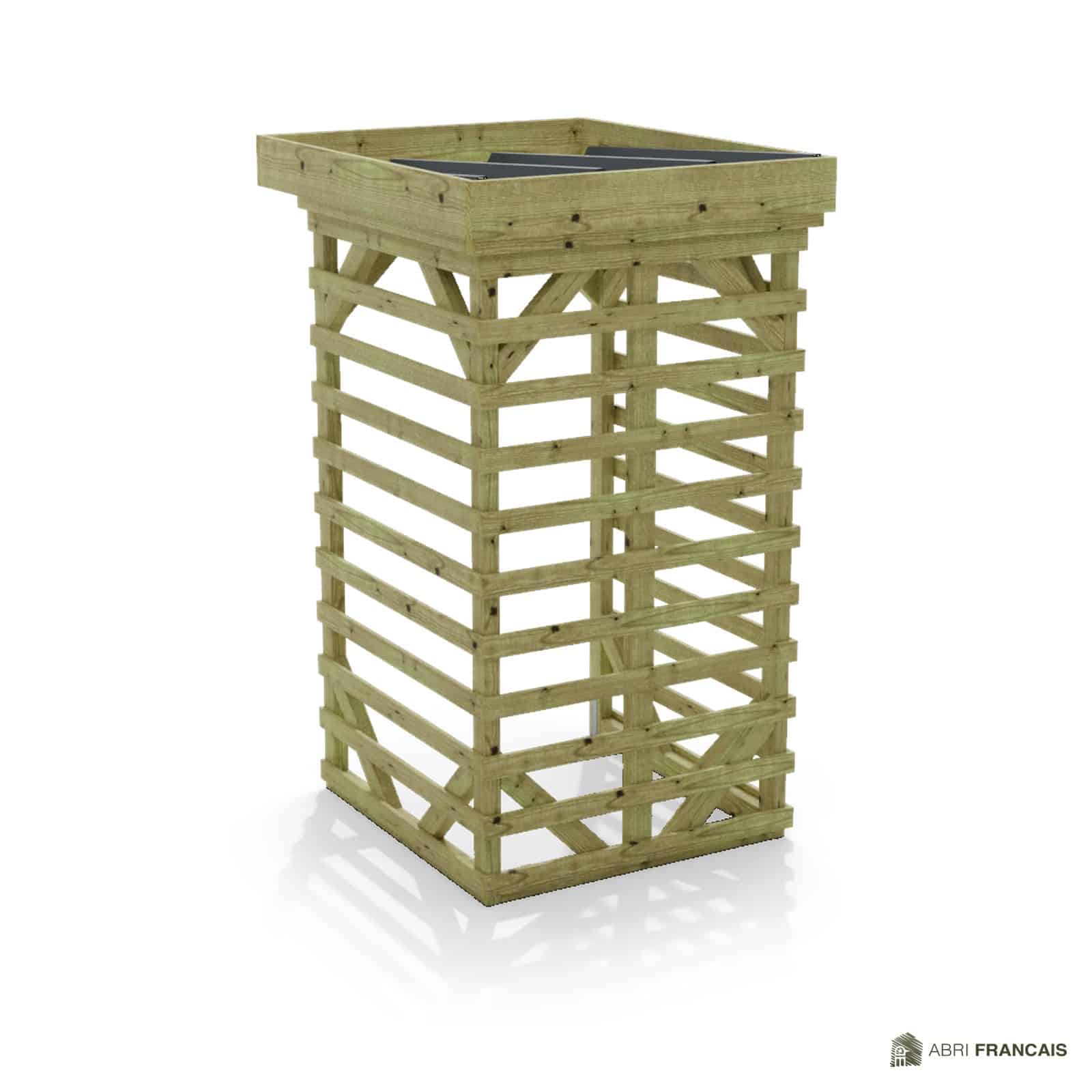 Abri à bûches 1 m × 1,30 m – vue arrière, fond et côtés