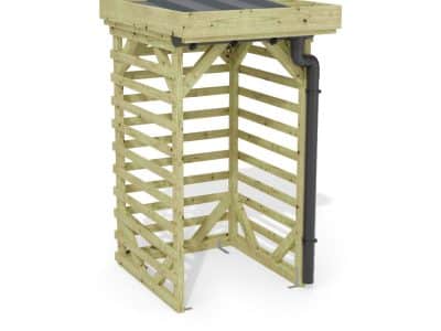 Abri à bûches 1 m × 1,30 m, avec gouttière – rendu 3D sur fond blanc