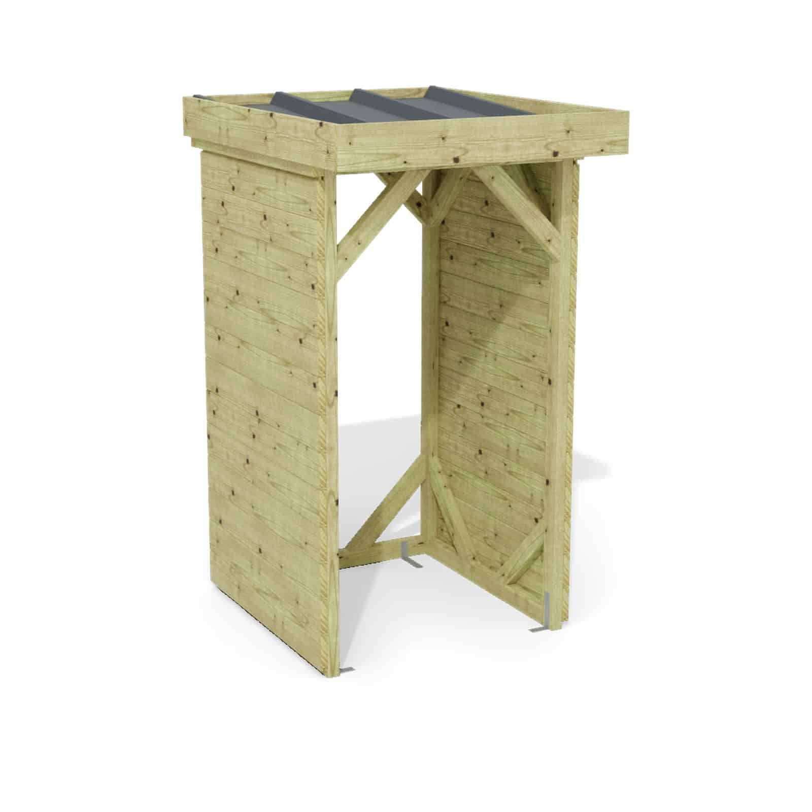 Abri à bûches 1 m × 1,30 m – rendu 3D sur fond blanc