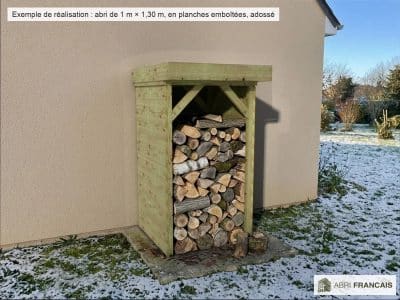 Abri à bûches 1 m × 1,30 m – mise en situation