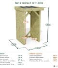 Abri à bûches 1 m × 1,30 m – cotes extérieures et intérieures