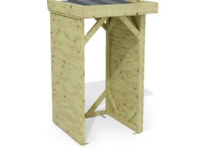 Abri à bûches 1 m × 1,30 m, adossé – rendu 3D sur fond blanc