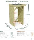 Abri à bûches 1 m × 1,30 m, adossé – cotes extérieures et intérieures