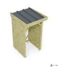 Abri à bûches 1 m × 1,30 m, adossé – vue du toit en bac acier