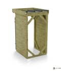 Abri à bûches 1 m × 1,30 m, adossé, avec gouttière – vue arrière, fond et côtés