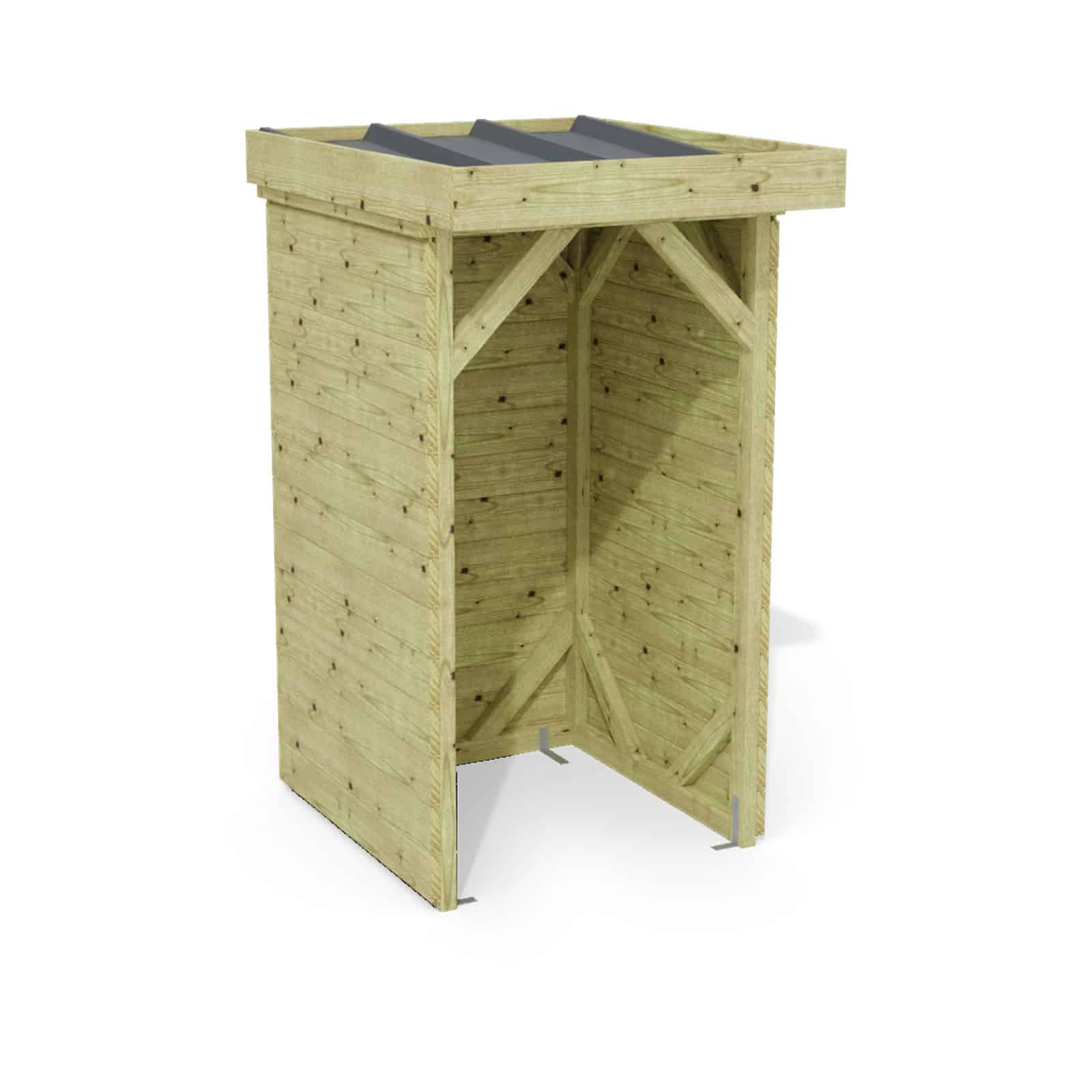Abri à bûches 1 m × 1,30 m – rendu 3D sur fond blanc