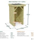 Abri à bûches 1 m × 1,30 m – cotes extérieures et intérieures
